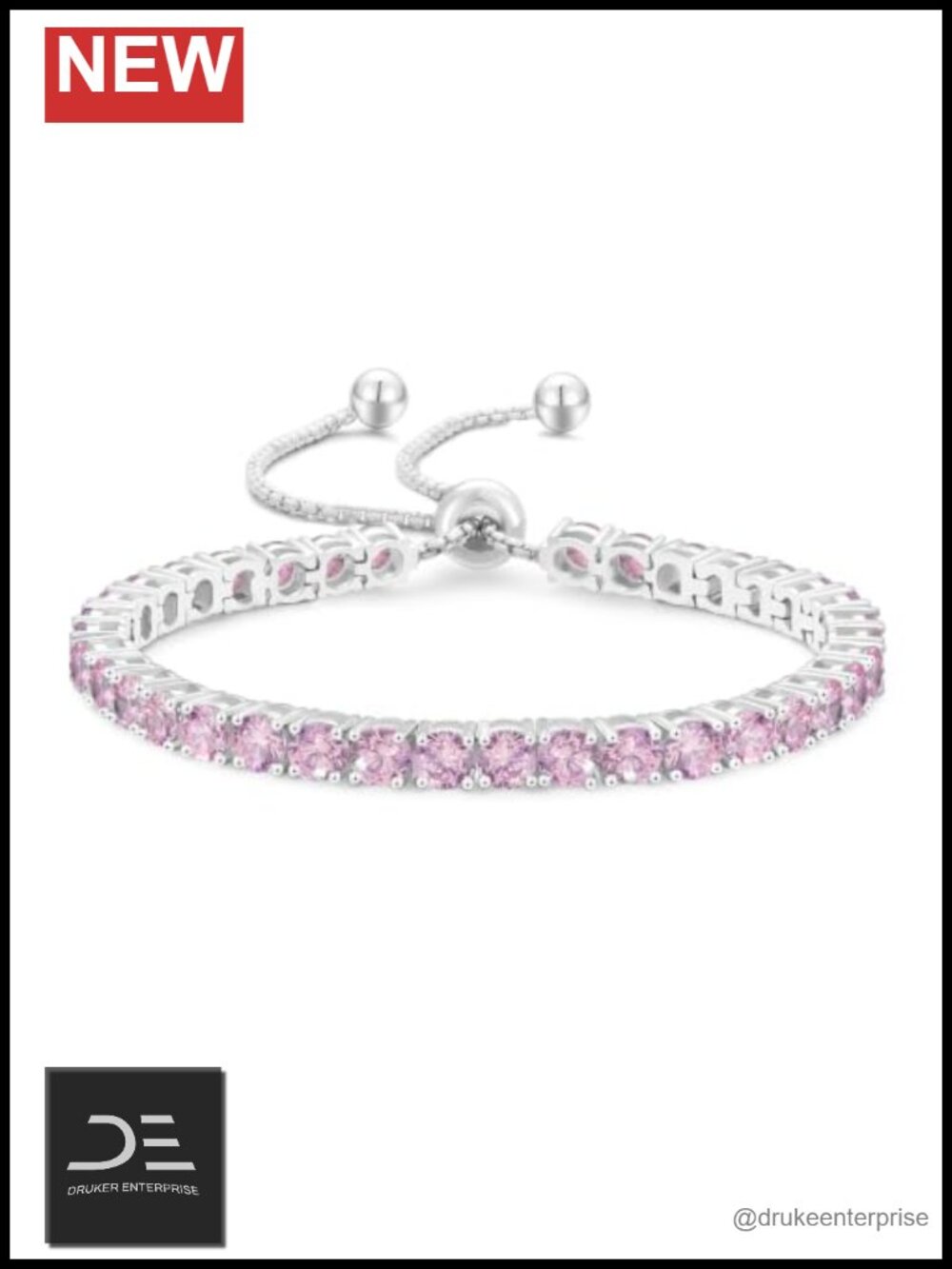 14K White Gold Plated Birthstone Tennis Bracelet Adjustable Gift for Women